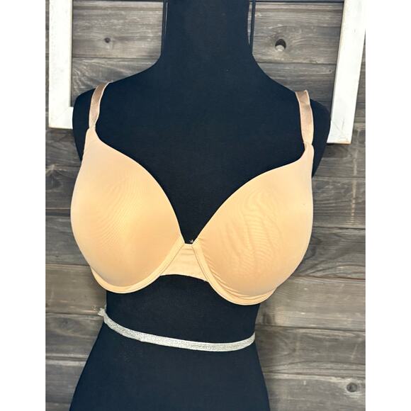 Victoria's Secret t-shirt push-up full coverage bra beige women's size 38D - Picture 1 of 8